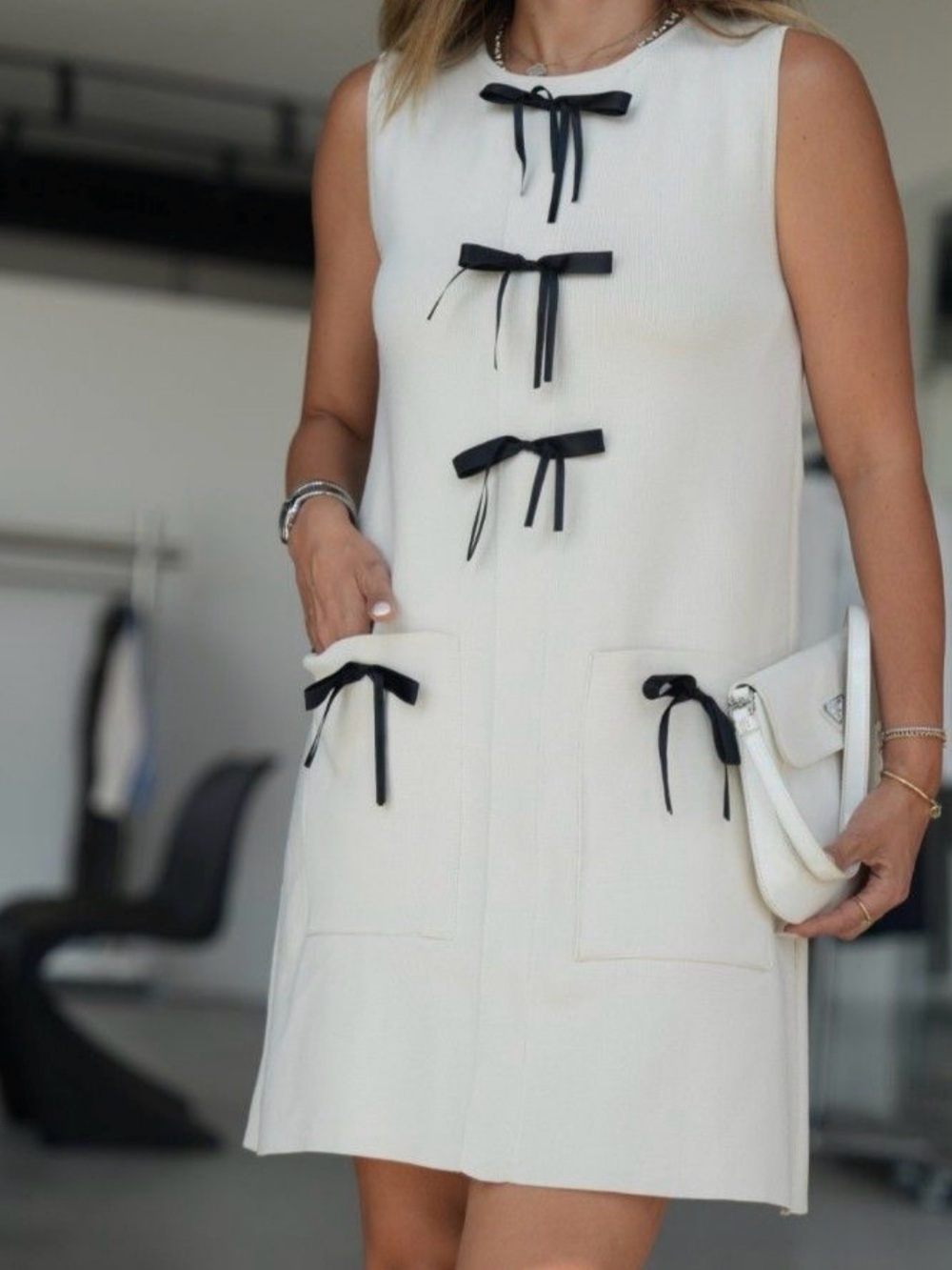 ZARA KNIT MINI DRESS WITH CONTRASTING BOWS